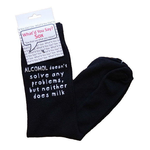 Foozys Graphic Quote Fun Socks Sarcastic Alcohol Themed Unisex One Size - Picture 1 of 3
